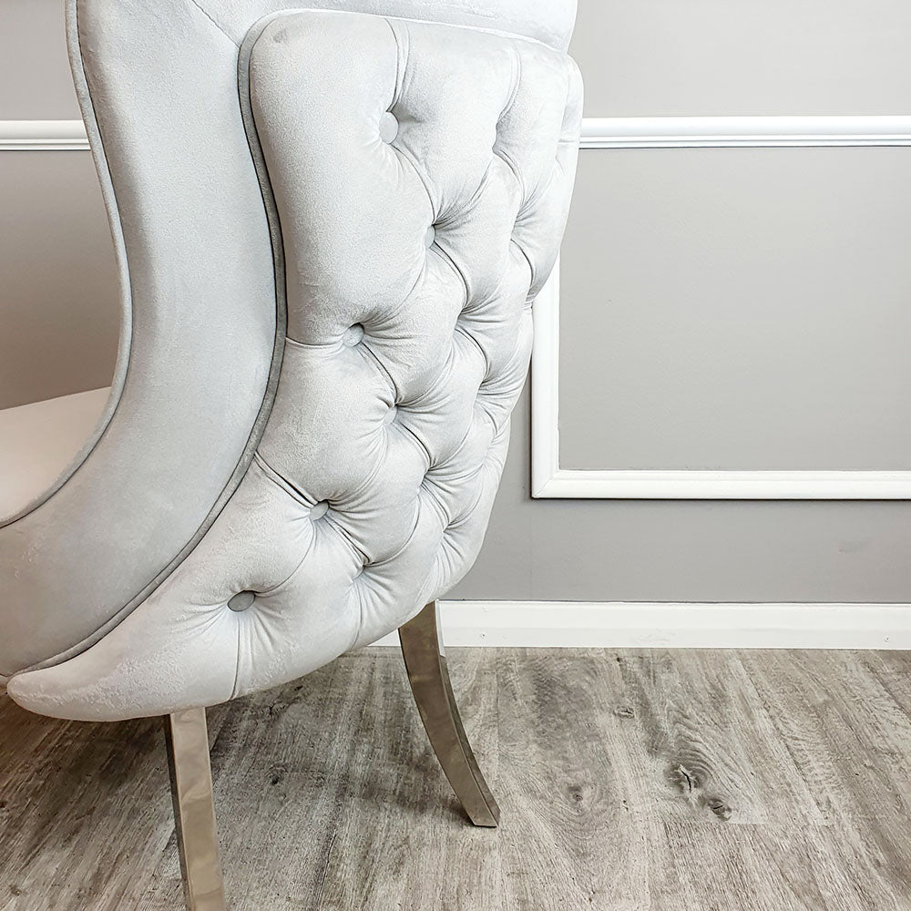 Sandhurst Dining Chair in Light Grey Velvet