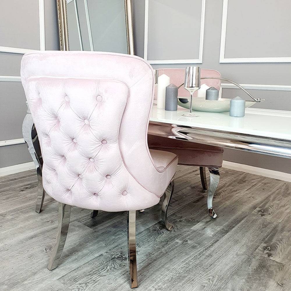 Sandhurst Dining Chair in Pink Velvet