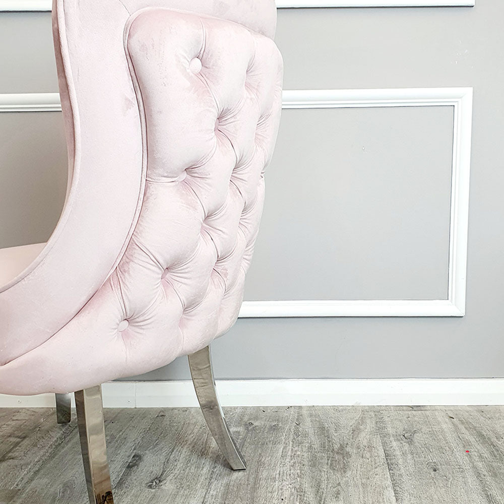 Sandhurst Dining Chair in Pink Velvet