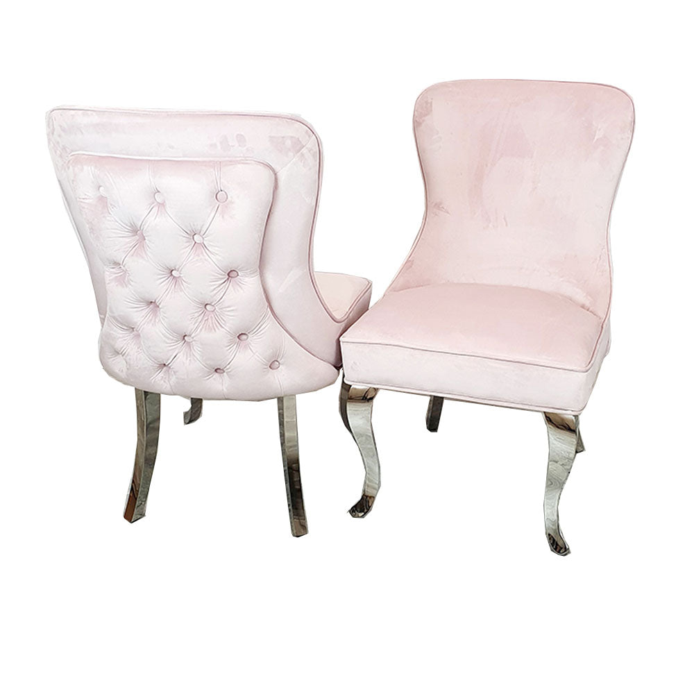 Sandhurst Dining Chair in Pink Velvet