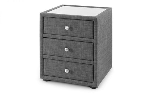 Sorrento 3 Draw Fabric Bedside Table