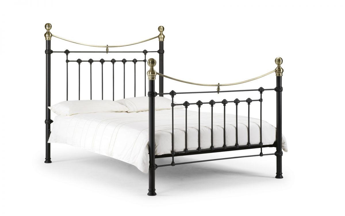 Victoria Bed - Satin Black & Brass