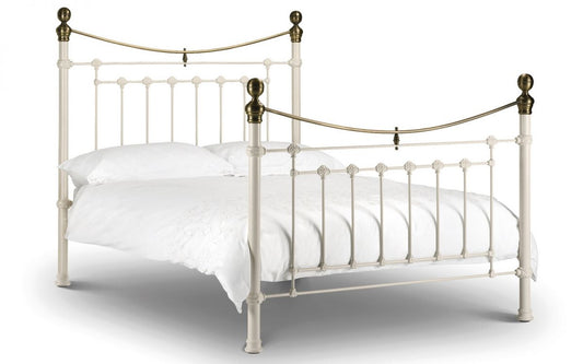 Victoria Bed - Stone White & Brass