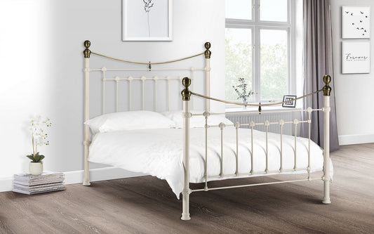 Victoria Bed - Stone White & Brass